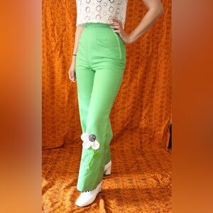 Handmade 60s Vintage Lime Green Slacks - 24" Waist